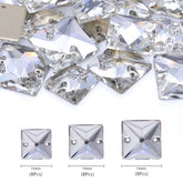 Mixed Sizes Crystal Square Shape High Quality Glass Sew-on Rhinestones